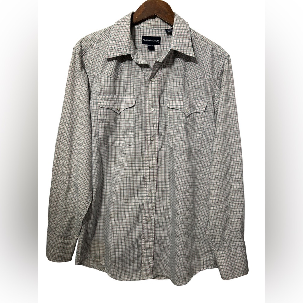 Panhandle Slim Pearl Snap Shirt 15.5/35 Plaid Medium - Picture 3 of 11